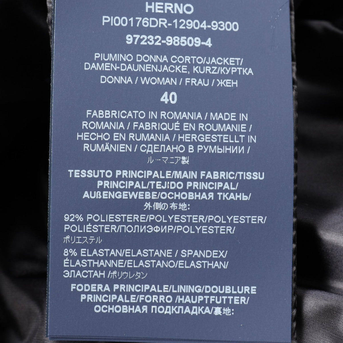 Herno RESORT Black Polyester Down Jacket Size 40
