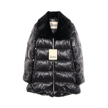 Herno Nylon Faux Fur Down Jacket Black Size 40