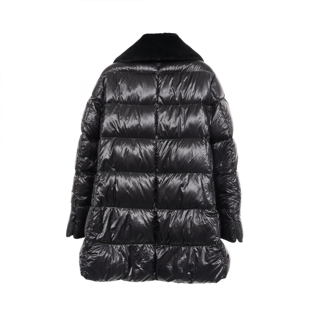 Herno Nylon Faux Fur Down Jacket Black Size 40