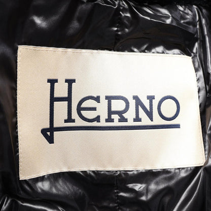Herno Nylon Faux Fur Down Jacket Black Size 40