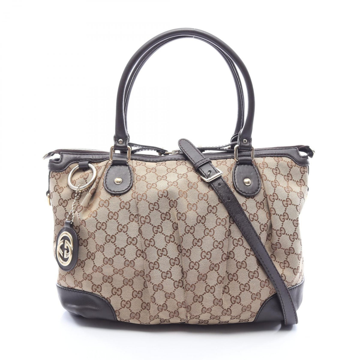 GUCCI Sukey GG Canvas Handbag Beige