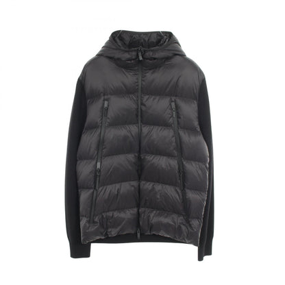 MONCLER Hooded Knit Trim Down Jacket Black Size L