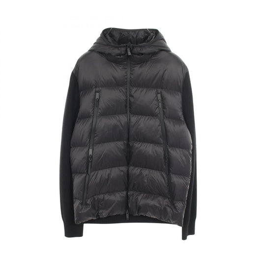 MONCLER Hooded Knit Trim Down Jacket Black Size L