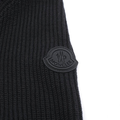 MONCLER Hooded Knit Trim Down Jacket Black Size L