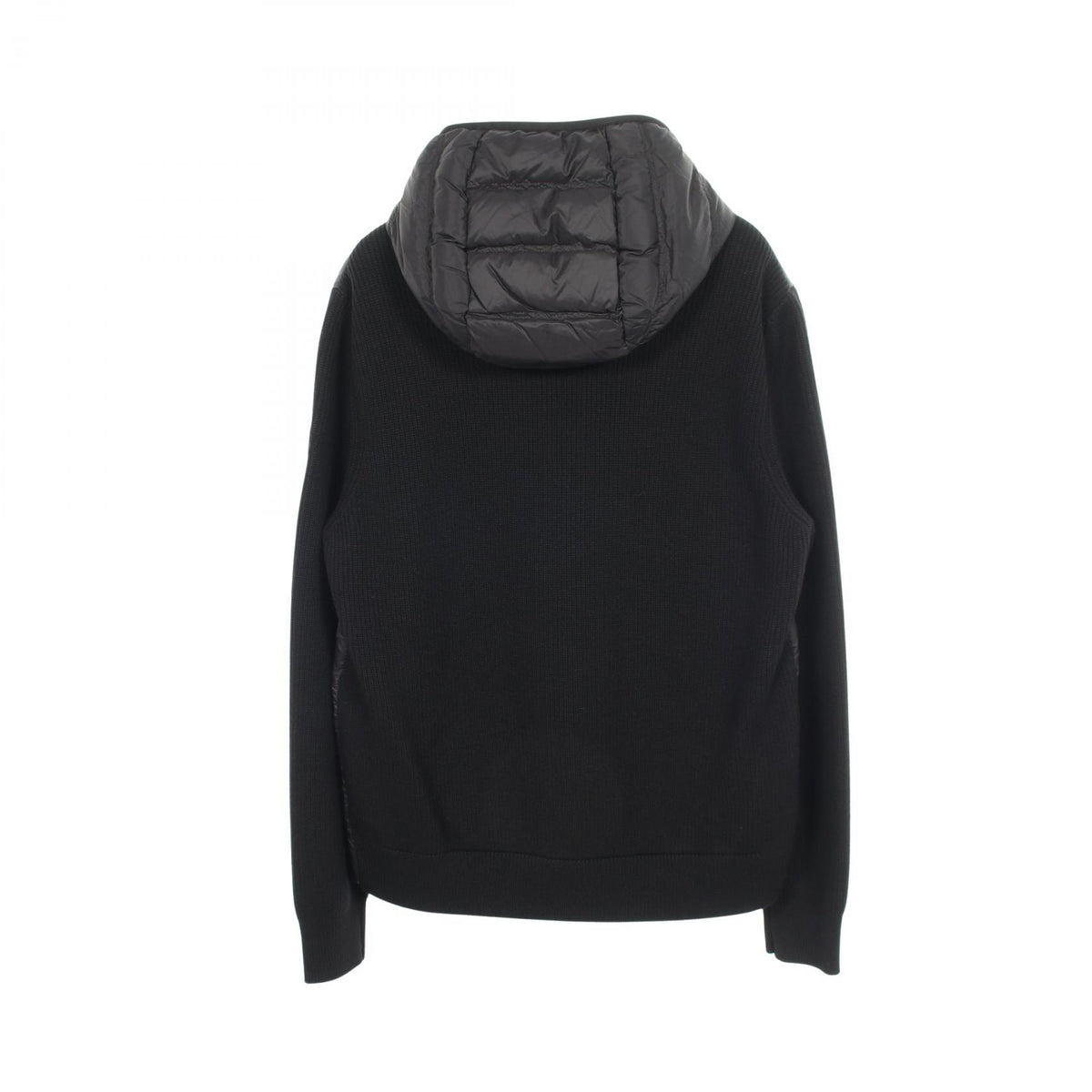 MONCLER Knit Trim Hooded Down Jacket Black Size XL
