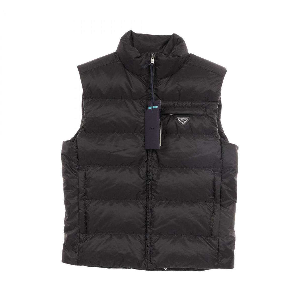 PRADA Black Padded Re-Nylon Down Vest Size 50