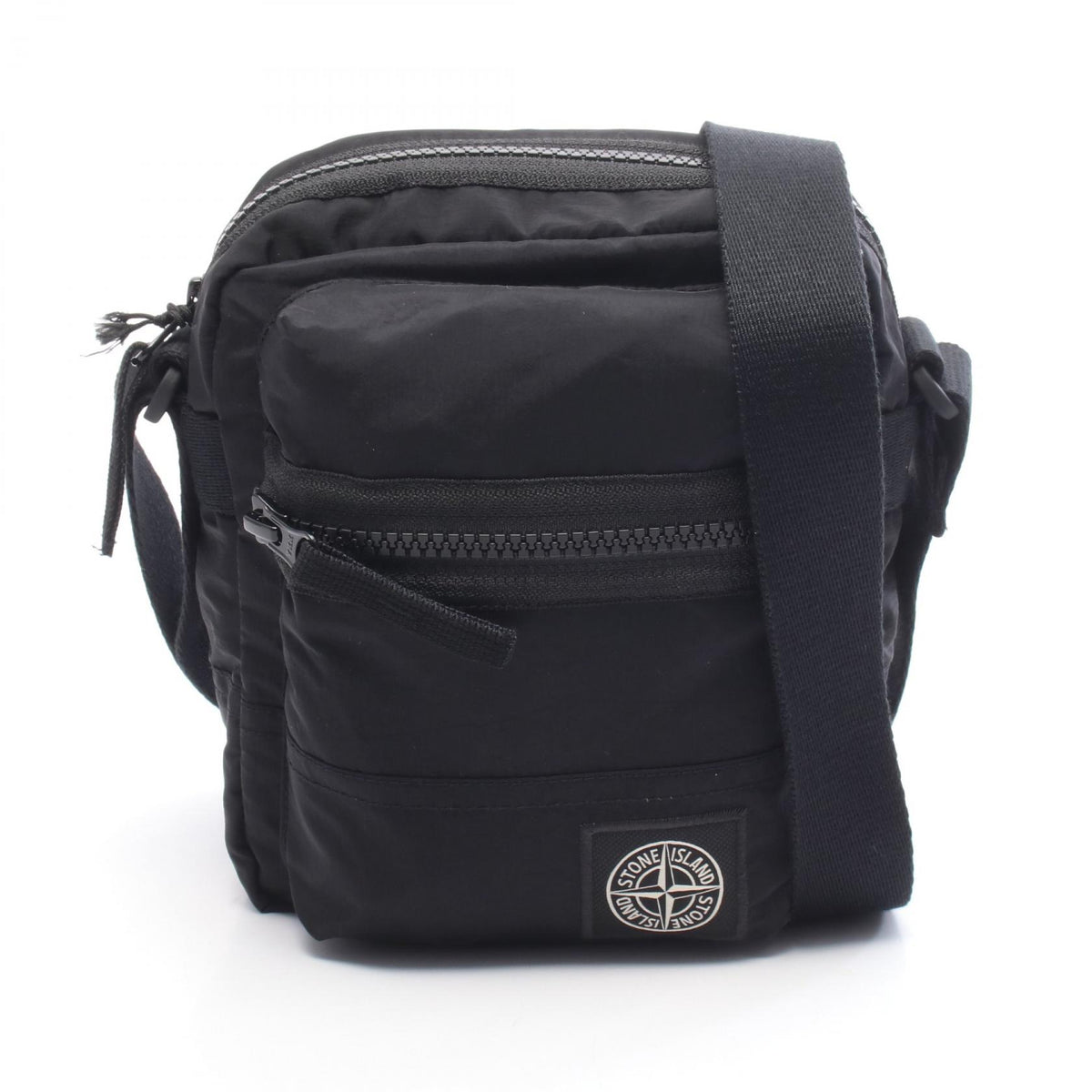 STONE ISLAND Black Logo Patch Nylon Shoulder Bag