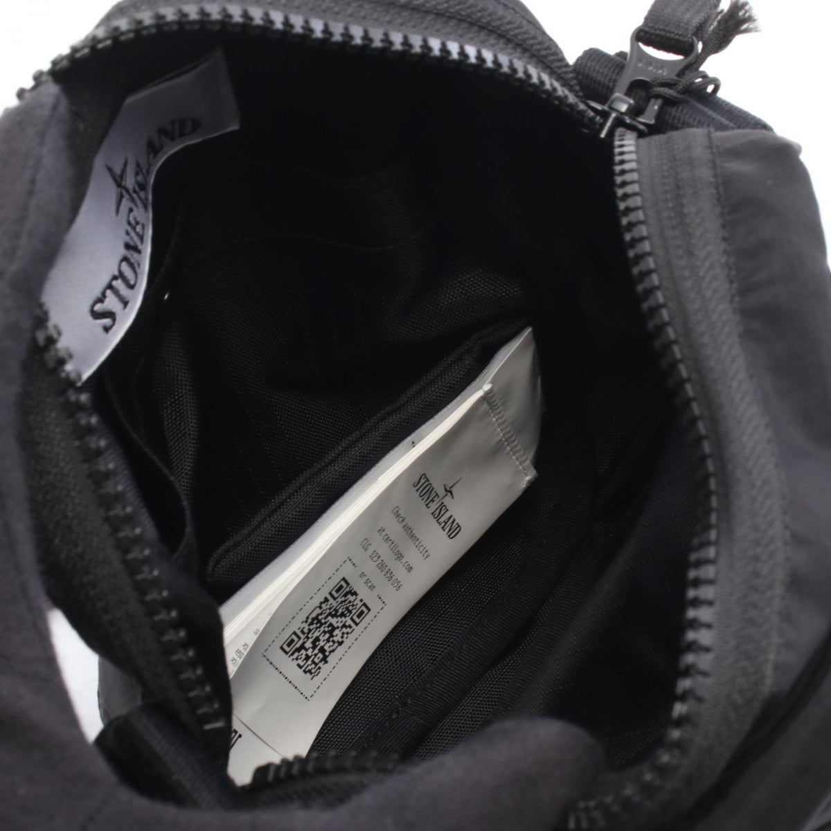 STONE ISLAND Black Logo Patch Nylon Shoulder Bag