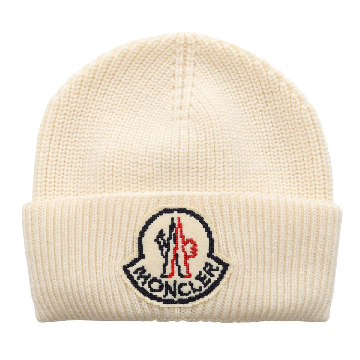 MONCLER Logo Patch Wool Knit Hat Size ONE SIZE