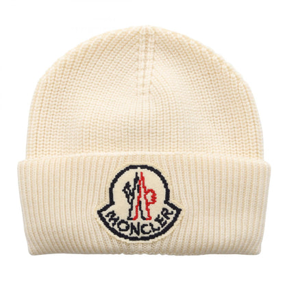 MONCLER Logo Patch Wool Knit Hat Size ONE SIZE