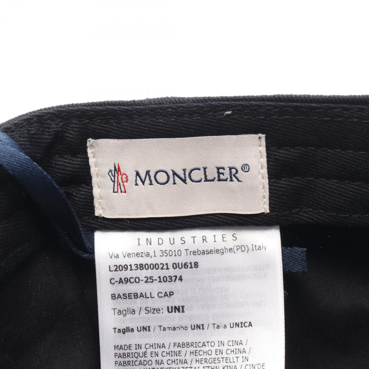 MONCLER Logo Embroidered Cotton Cap Black Size ONE SIZE