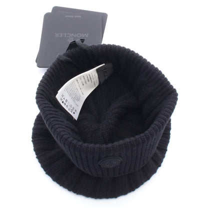MONCLER Logo Black Wool Knit Beanie Size ONE SIZE