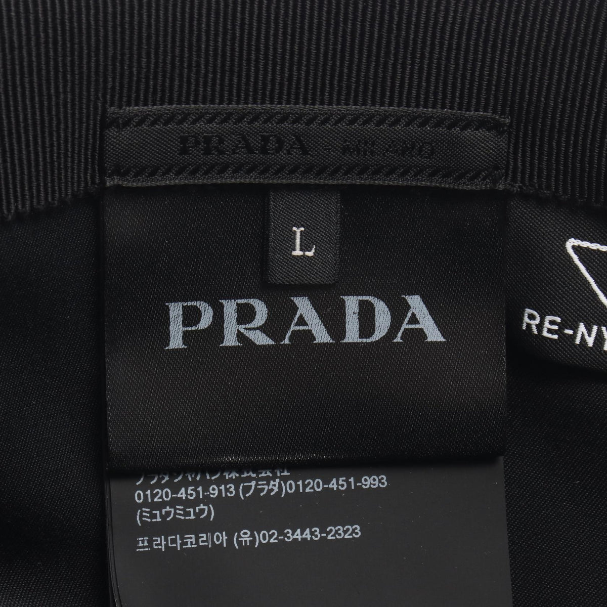 PRADA Re Nylon Triangle Logo Cap Black Size L