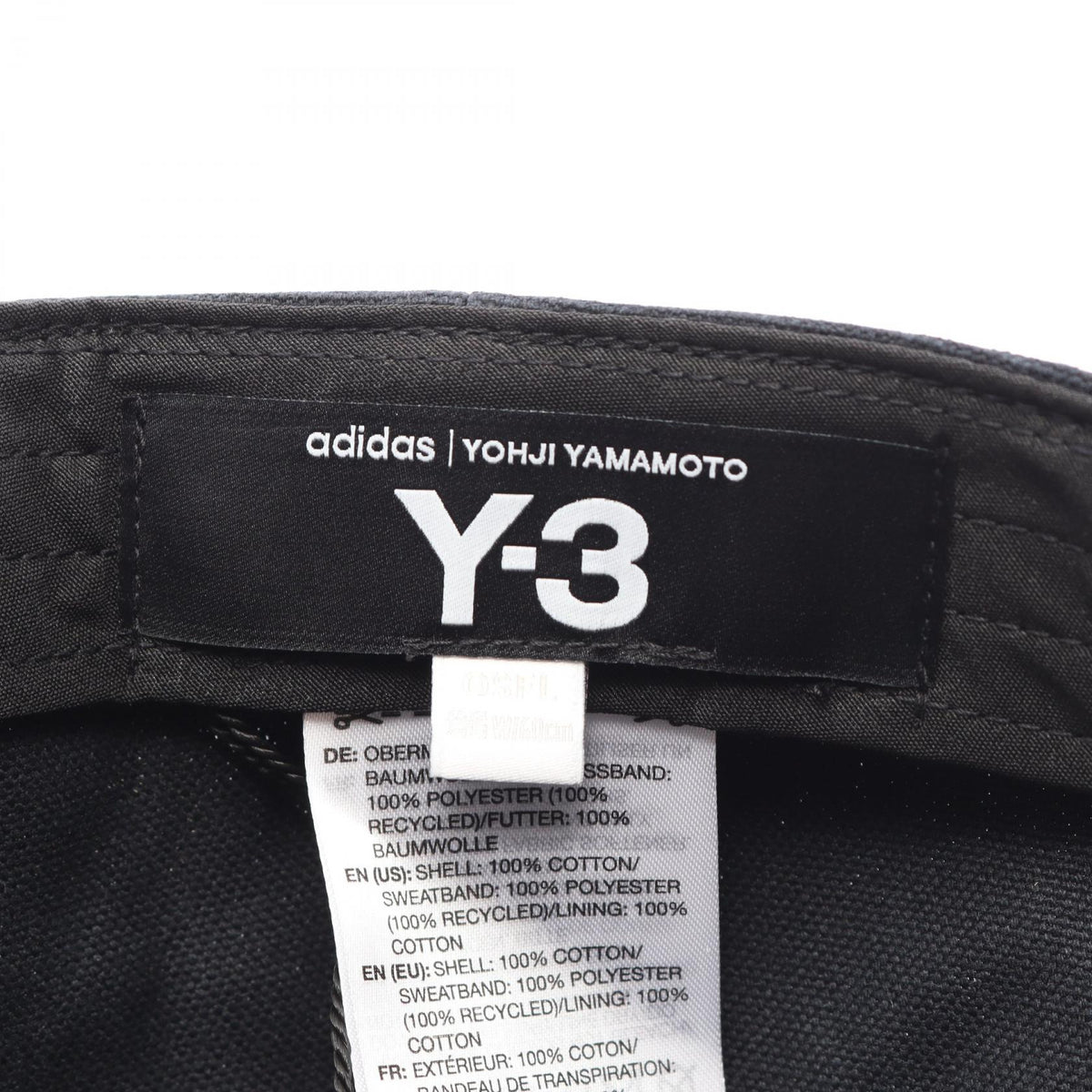 Y-3 Black Cotton Cap Size OSFL