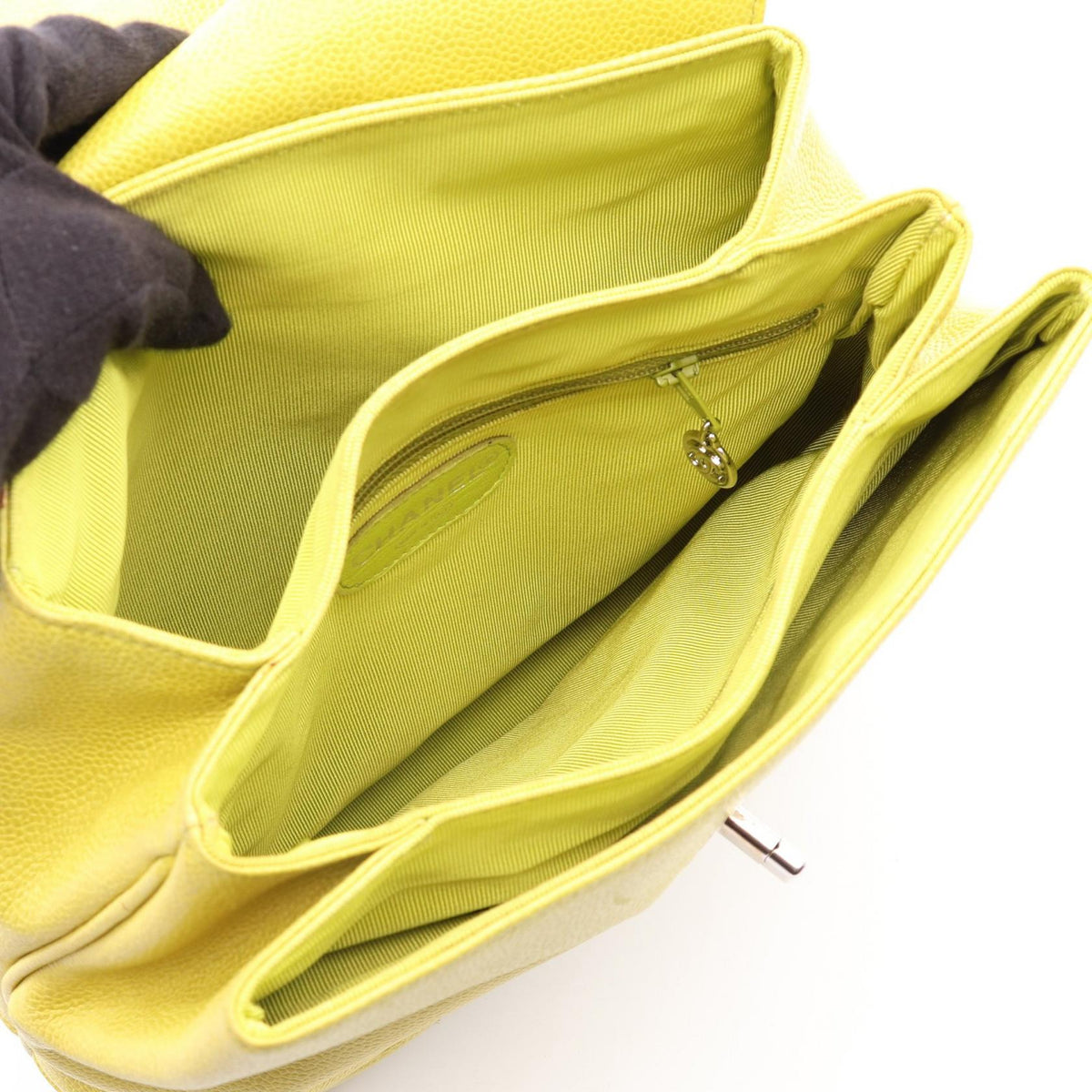 CHANEL Coco Mark Caviar Backpack Yellow