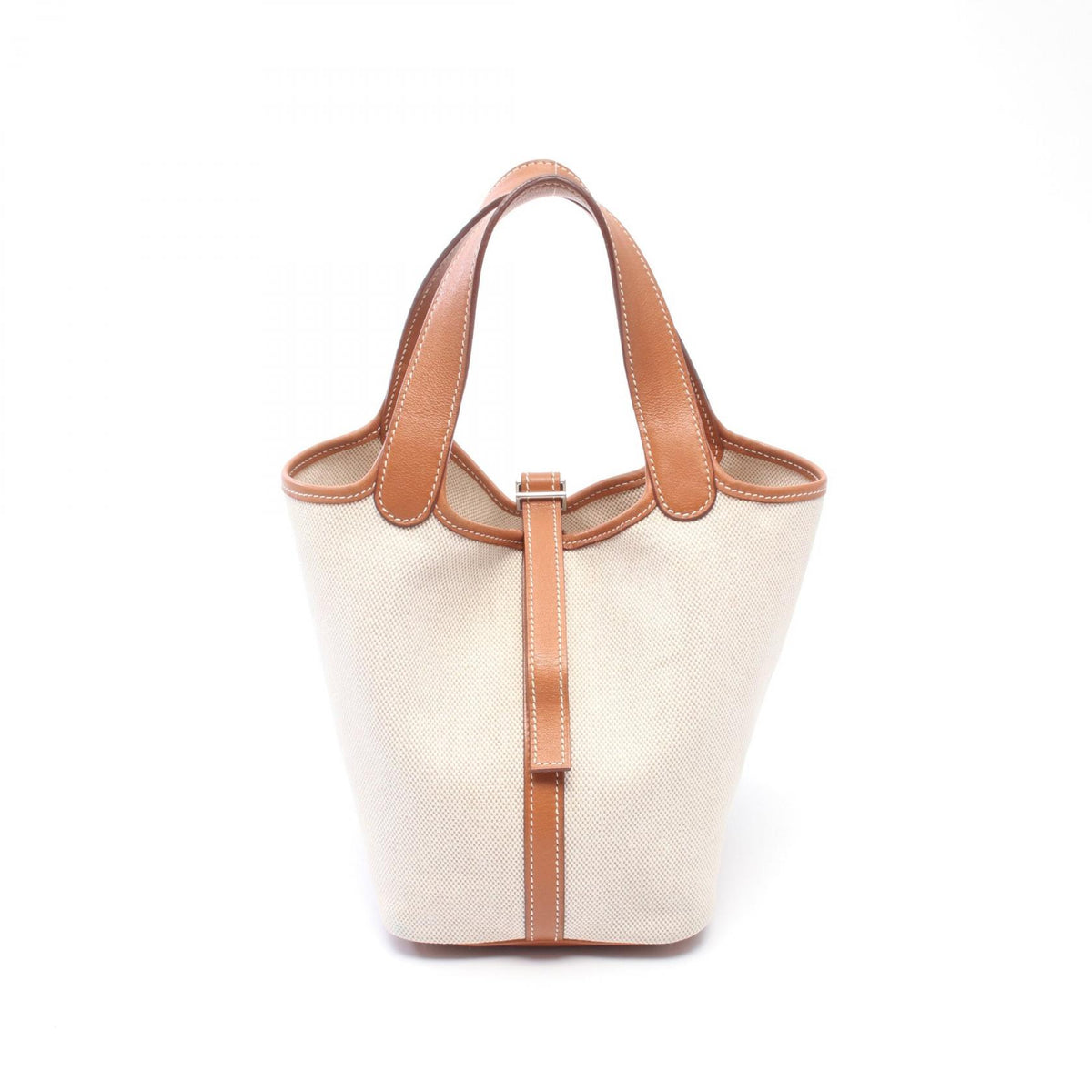HERMES Picotin PM Toile H Canvas Bag Beige
