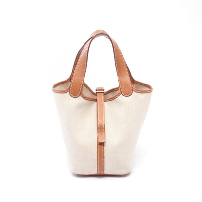 HERMES Picotin PM Toile H Canvas Bag Beige