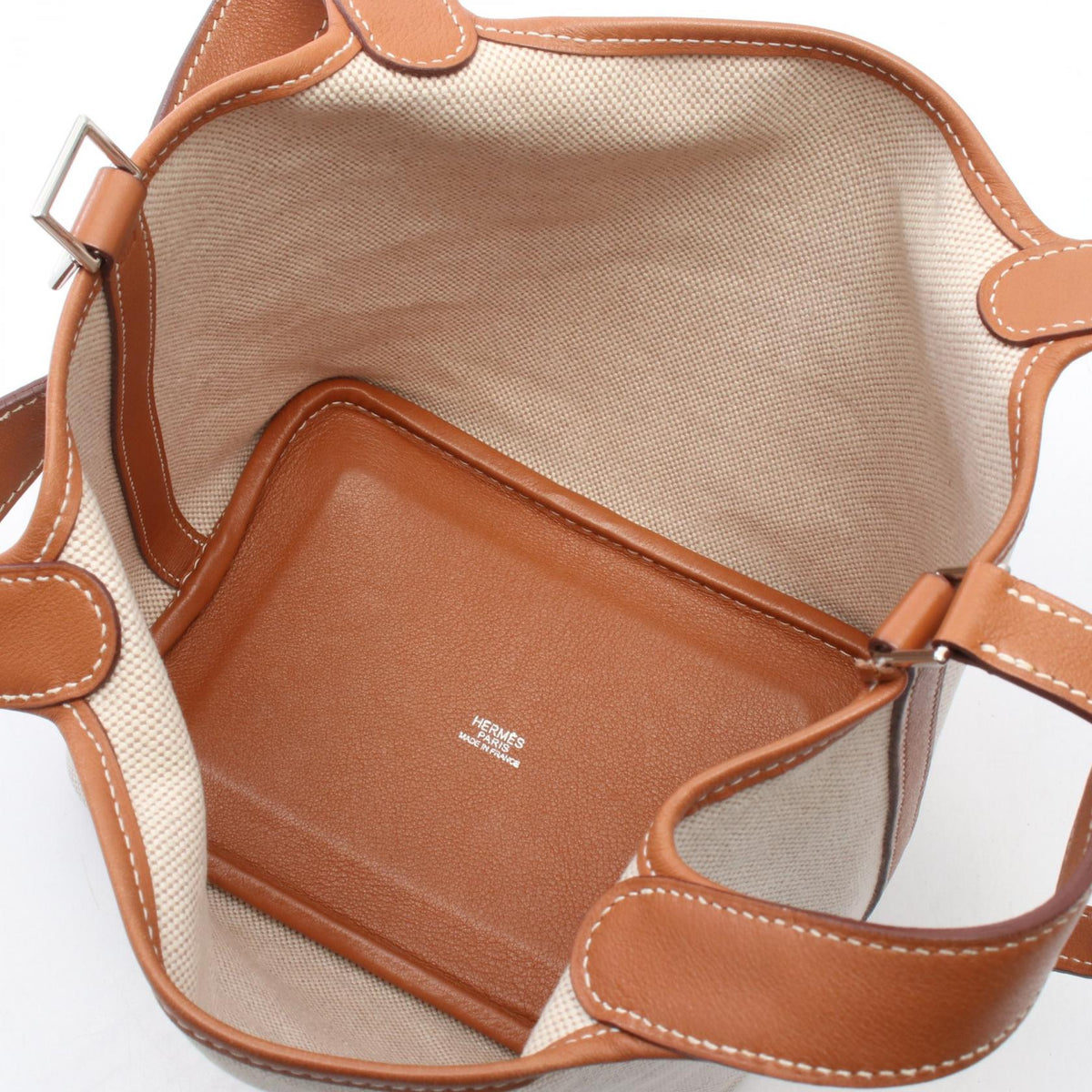 HERMES Picotin PM Toile H Canvas Bag Beige