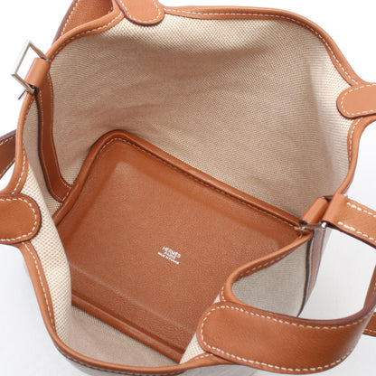 HERMES Picotin PM Toile H Canvas Bag Beige