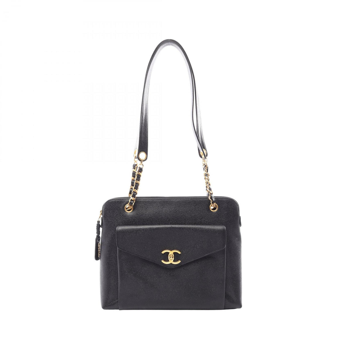 CHANEL Coco Mark Caviar Skin Tote Bag