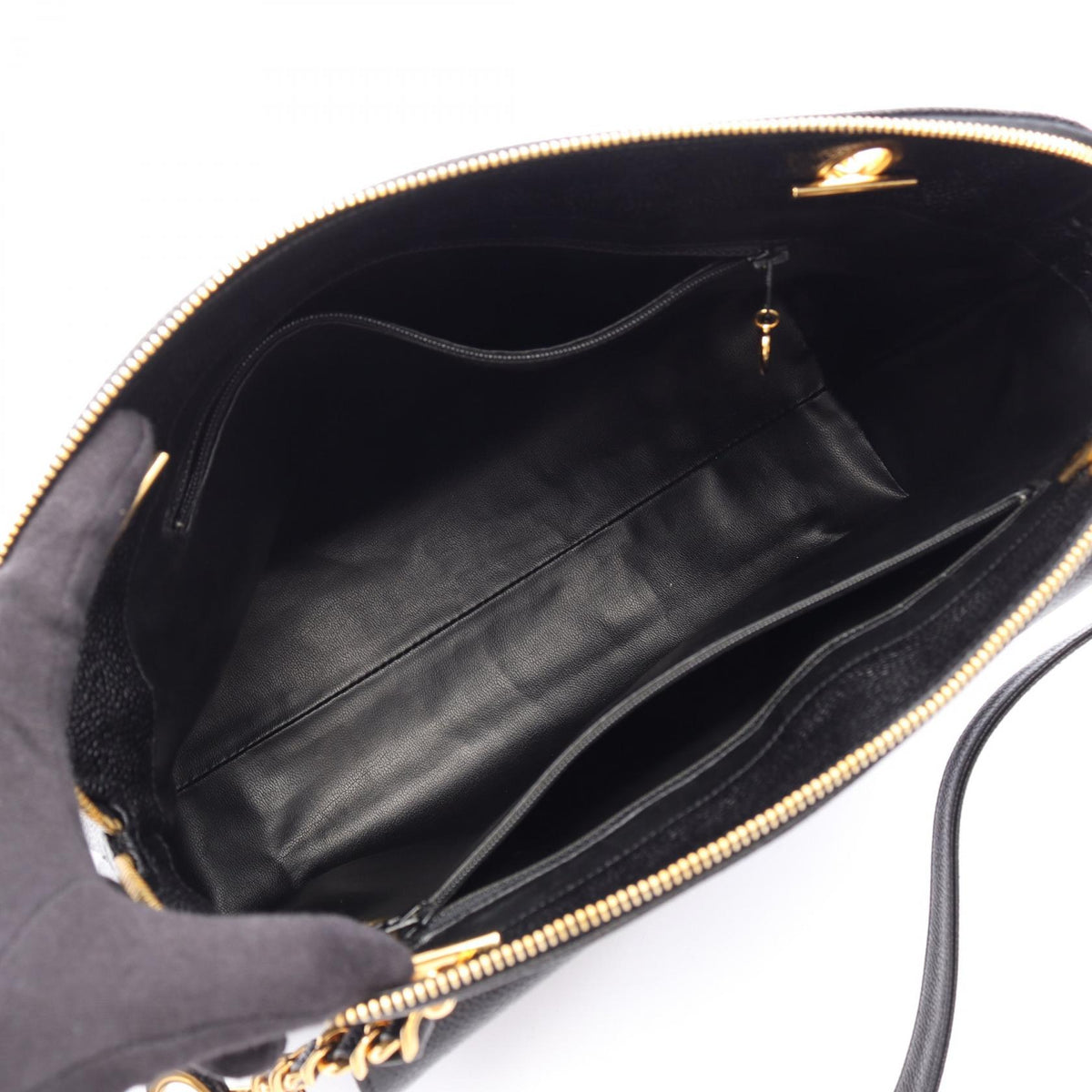 CHANEL Coco Mark Caviar Skin Tote Bag