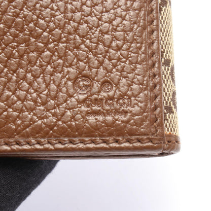 GUCCI GG Canvas Double Snap Leather Wallet Beige