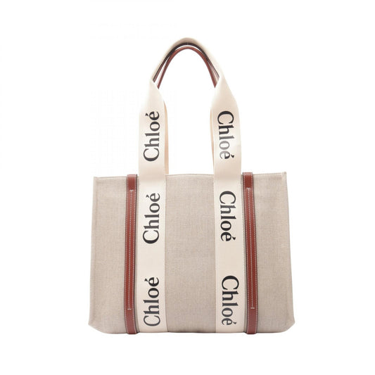 Chloe WOODY Woody Medium Canvas Bag Beige
