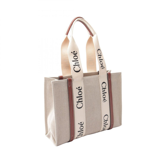 Chloe WOODY Woody Medium Canvas Bag Beige