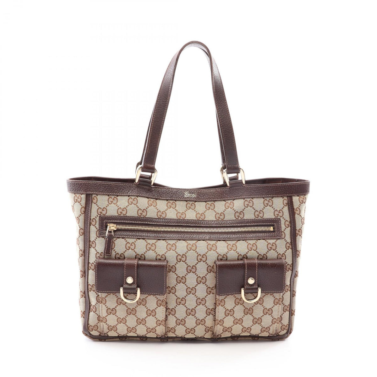 GUCCI Abbey GG Canvas Leather Bag Beige