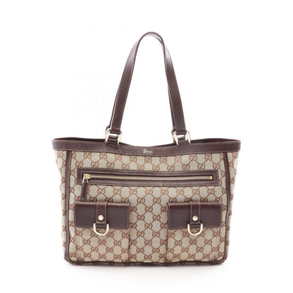 GUCCI Abbey GG Canvas Leather Bag Beige