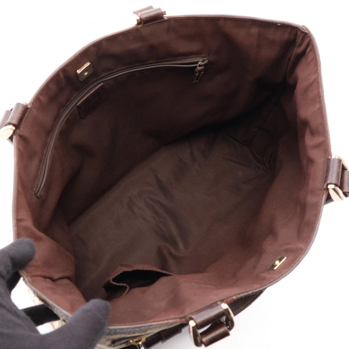 GUCCI Abbey GG Canvas Leather Bag Beige