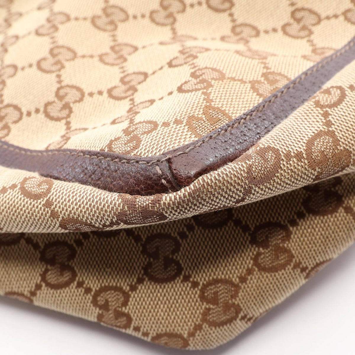 GUCCI Abbey GG Canvas Leather Bag Beige