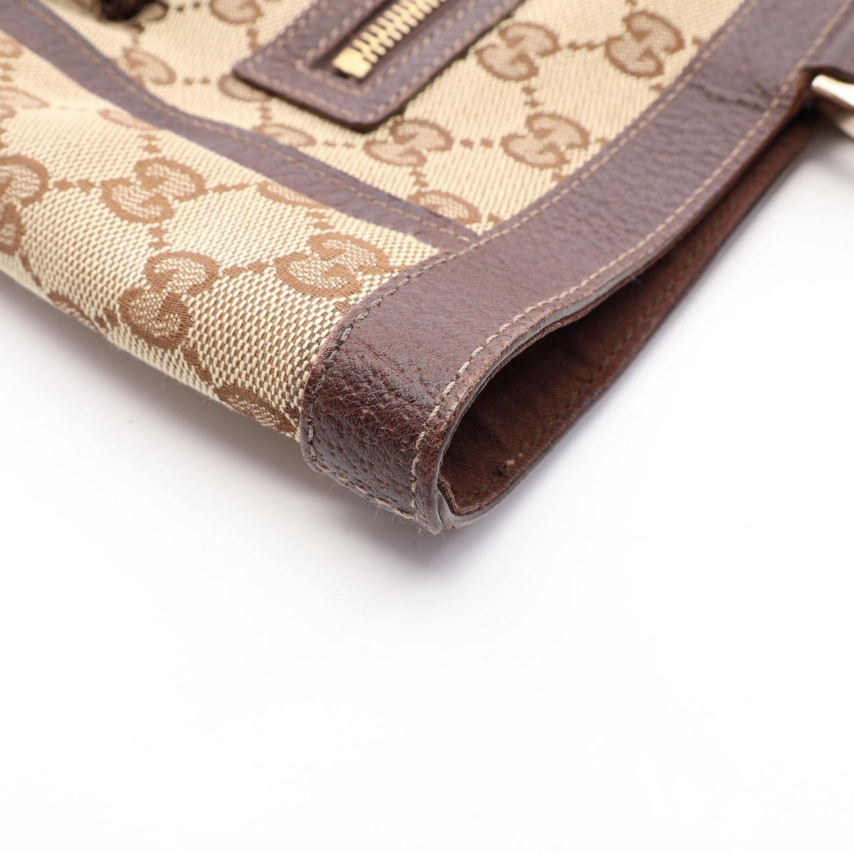 GUCCI Abbey GG Canvas Leather Bag Beige