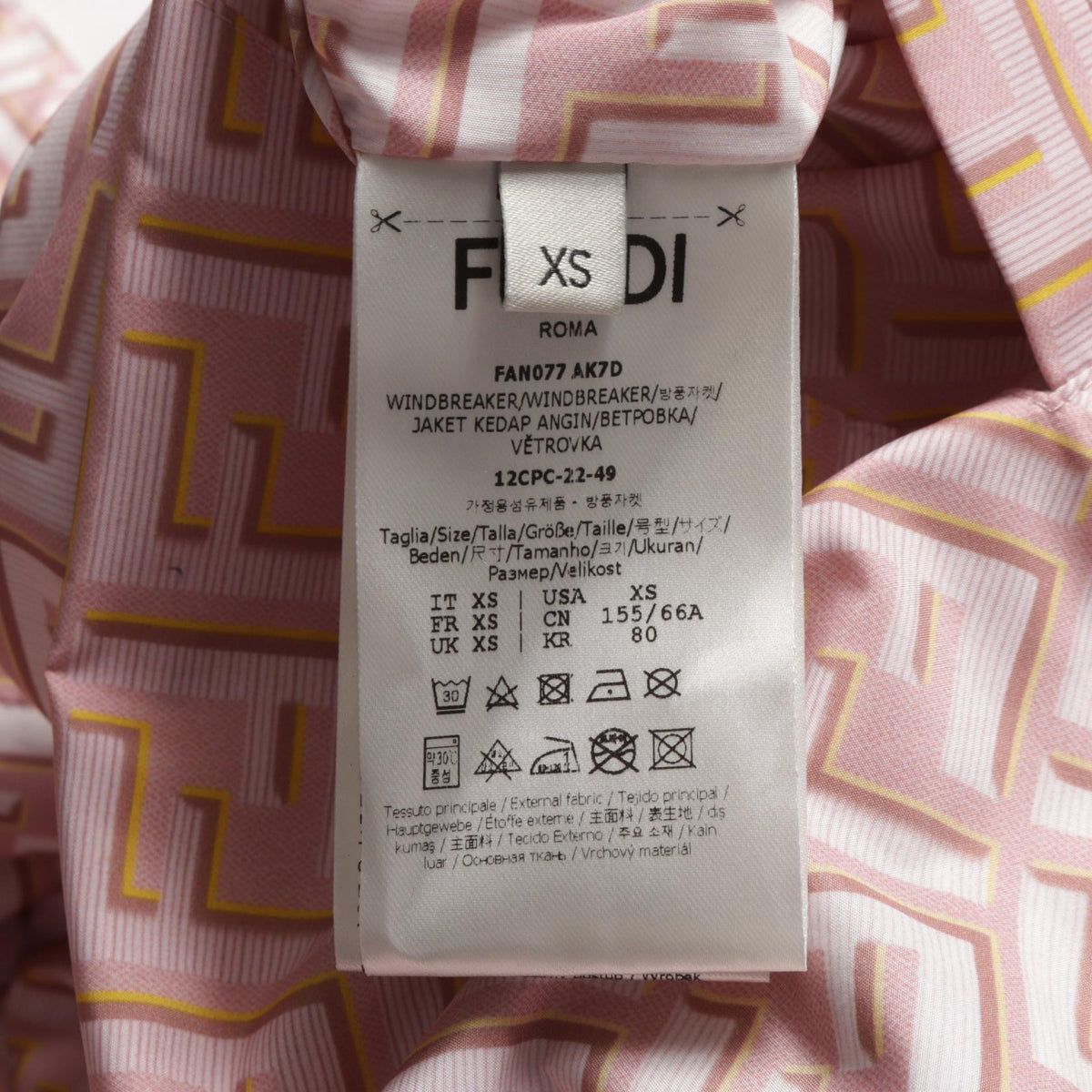 FENDI FENDACE Reversible Nylon Pink Multicolor Jacket Size XS