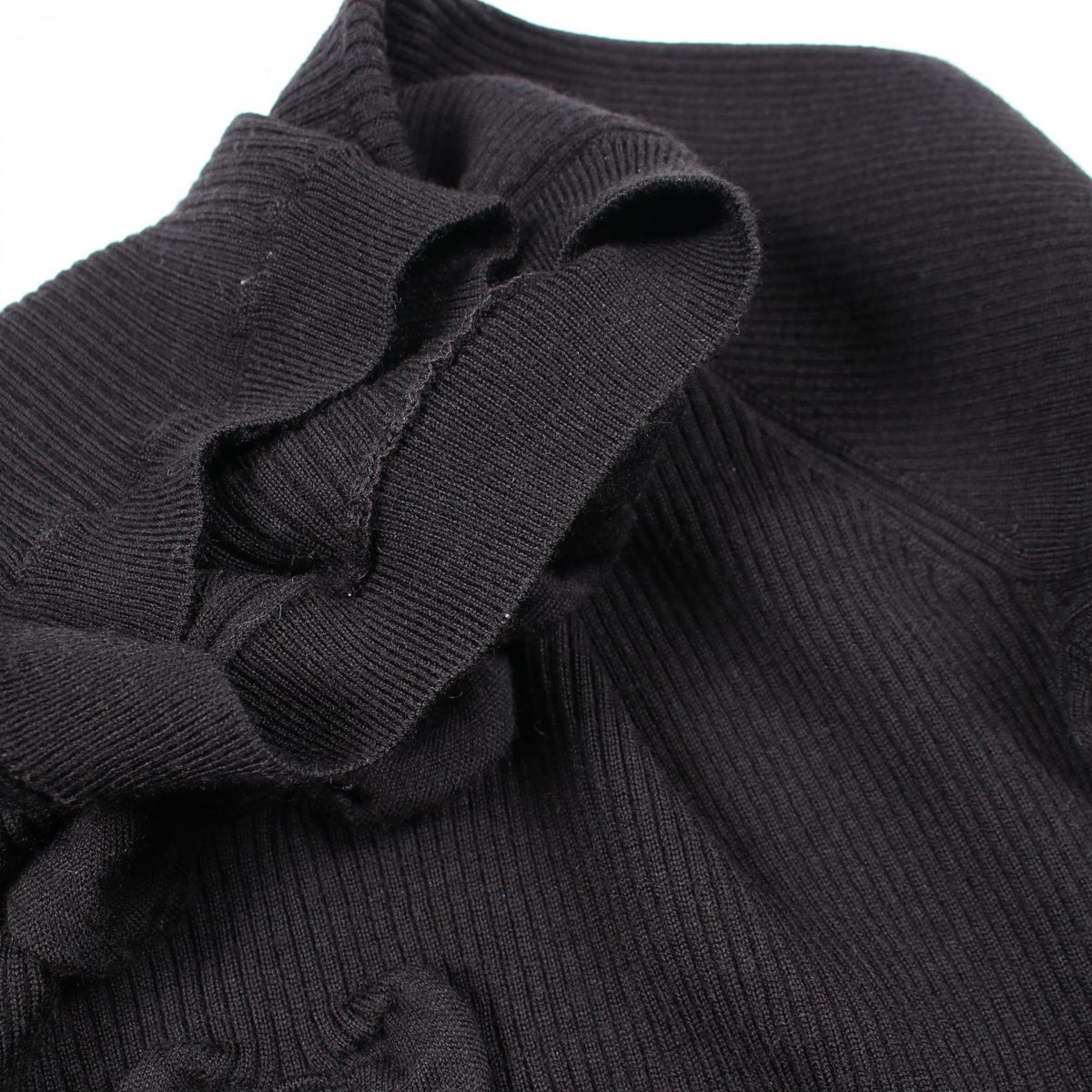 CHANEL Coco Mark Ribbon Rib Knit Sweater Size 40