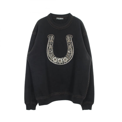 DOLCE & GABBANA Seahorse Beaded Sweatshirt Black Size 52