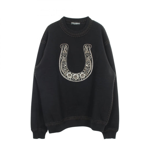 DOLCE & GABBANA Seahorse Beaded Sweatshirt Black Size 52
