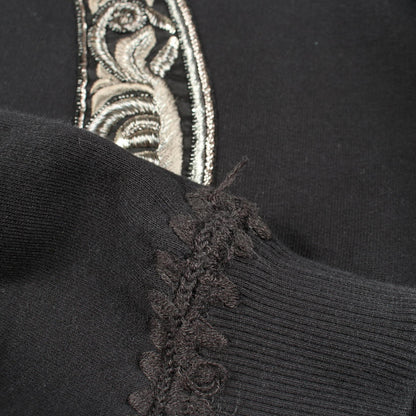 DOLCE & GABBANA Seahorse Beaded Sweatshirt Black Size 52