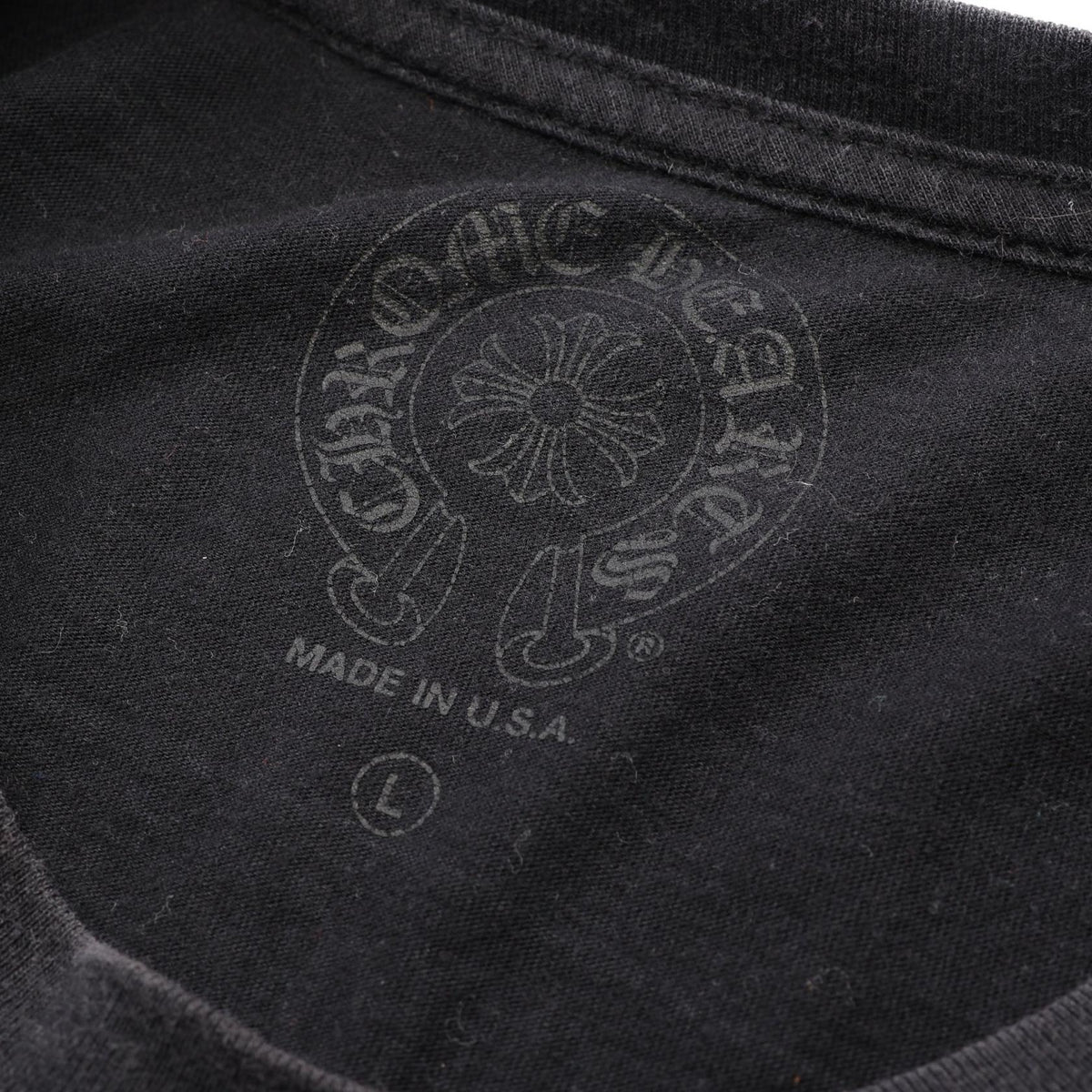 CHROME HEARTS Scroll Label Cotton T-Shirt Black Size L