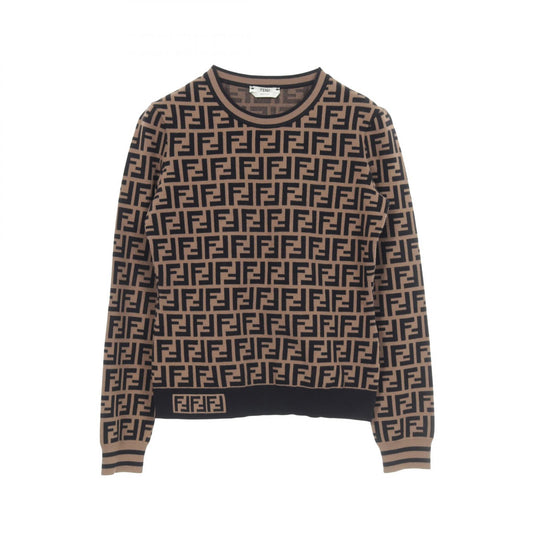 FENDI Zucca Long Sleeve Sweater Beige Size 40