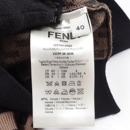 FENDI Zucca Long Sleeve Sweater Beige Size 40