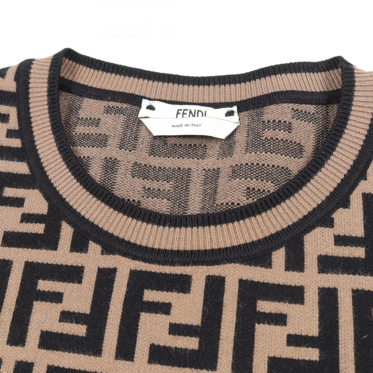 FENDI Zucca Long Sleeve Sweater Beige Size 40