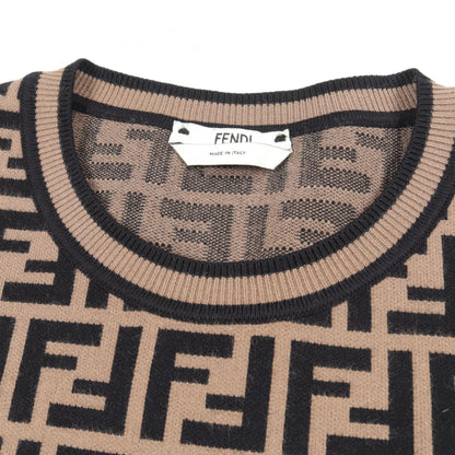 FENDI Zucca Long Sleeve Sweater Beige Size 40