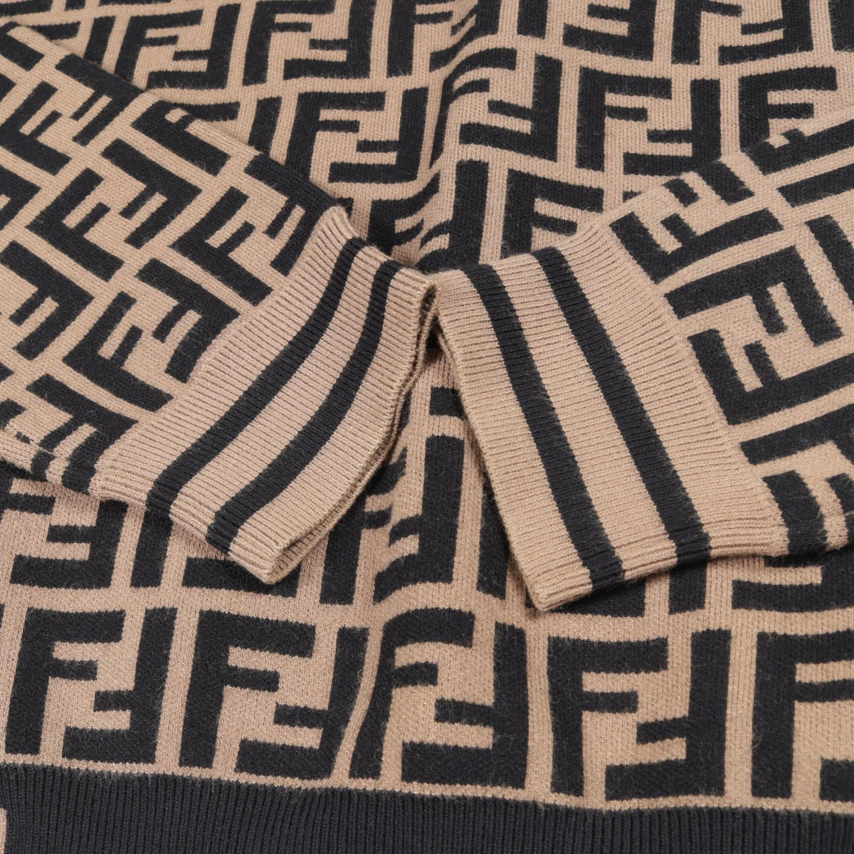 FENDI Zucca Long Sleeve Sweater Beige Size 40