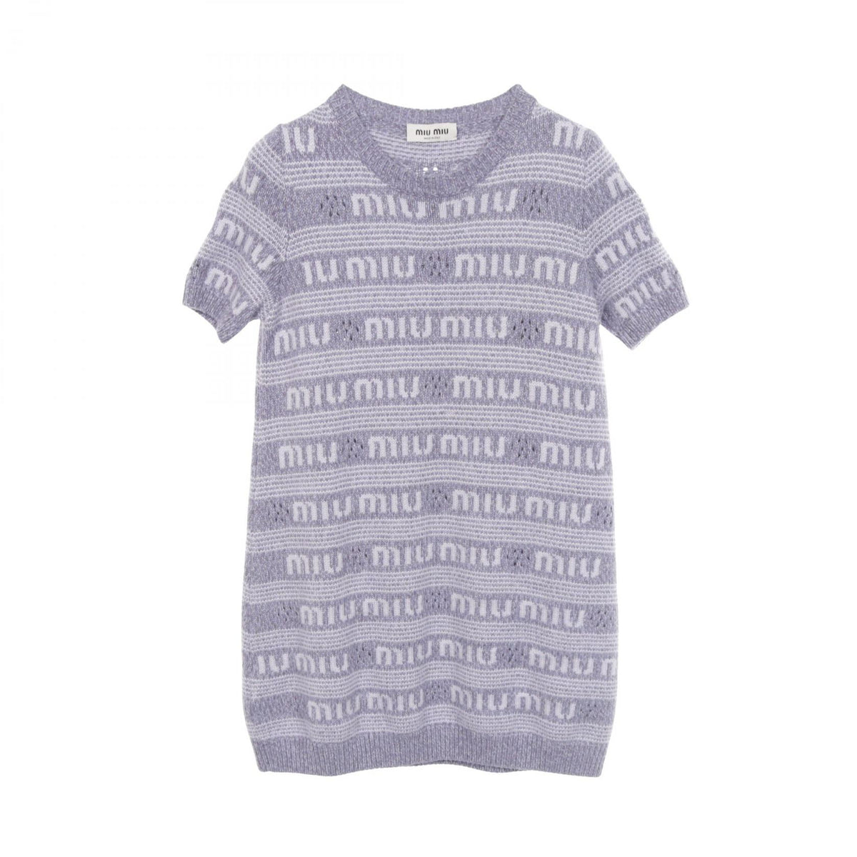Miu Miu Logo Short Sleeve Wool Cashmere Dress Size 36