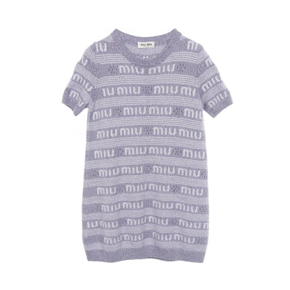 Miu Miu Logo Short Sleeve Wool Cashmere Dress Size 36