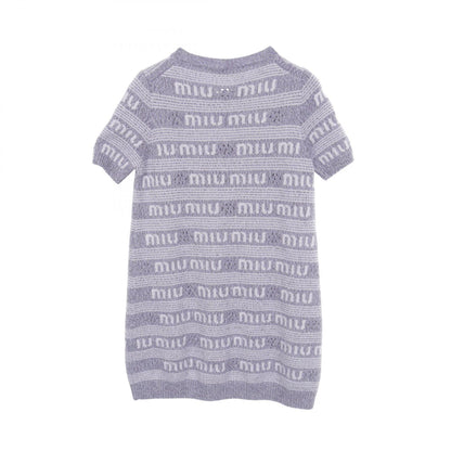 Miu Miu Logo Short Sleeve Wool Cashmere Dress Size 36