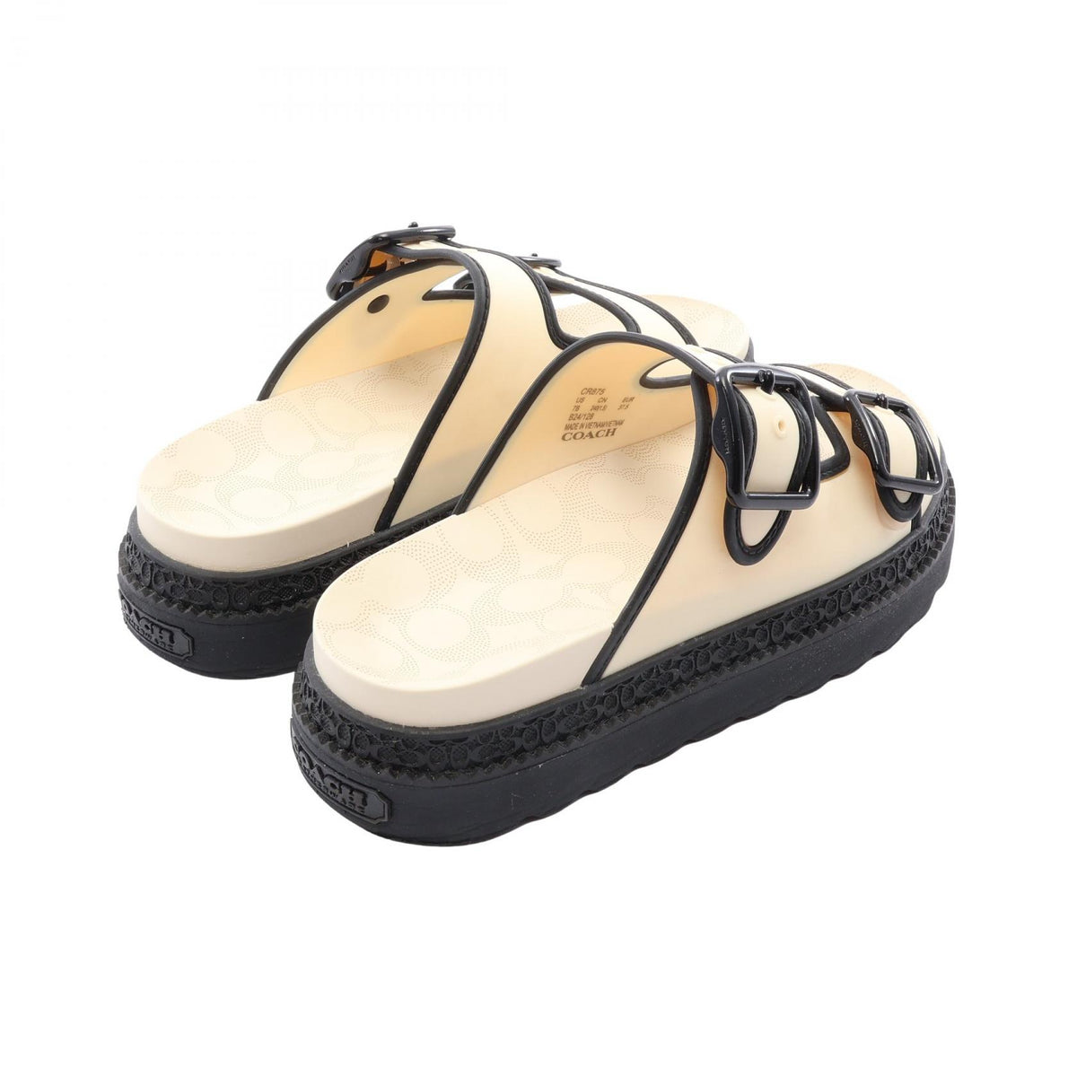 COACH Rainey Rubber Sandals Beige Black Size US 7