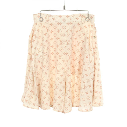 LOUIS VUITTON Monogram Silk Shorts Beige Pants Size 34