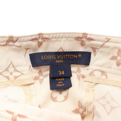 LOUIS VUITTON Monogram Silk Shorts Beige Pants Size 34